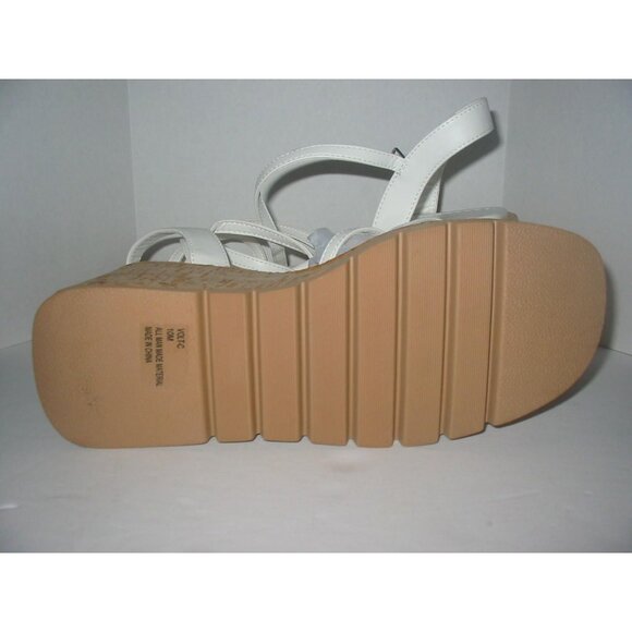 Madden Girl White Cork Wedge Sandals Size 10M - All Man-Made Material - Picture 3 of 5